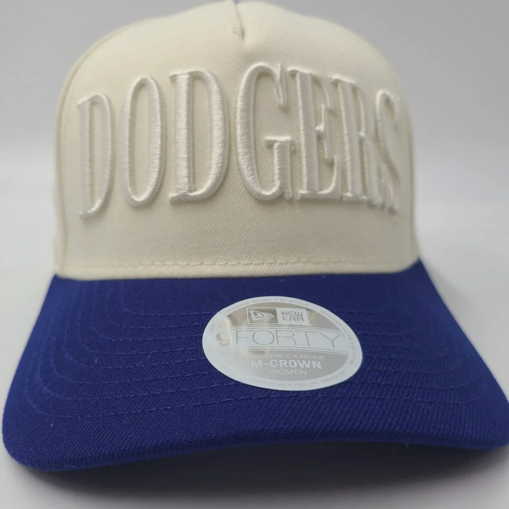 Women Los Angeles Dodgers Hat Snapback New Era 9Forty Cream Blue MLB M-Crown